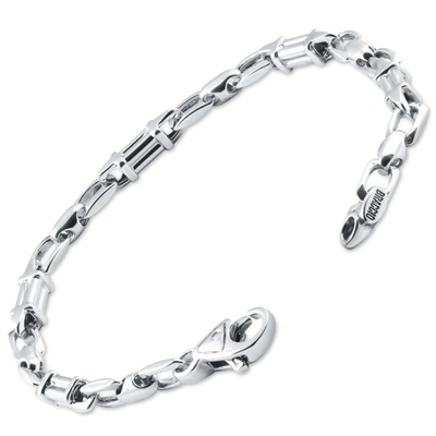 Shop Pompeii3 Men's Figaro Link 14k Gold (16gram) Or Platinum (27gram) 5.5mm Bracelet 8.5" In Silver