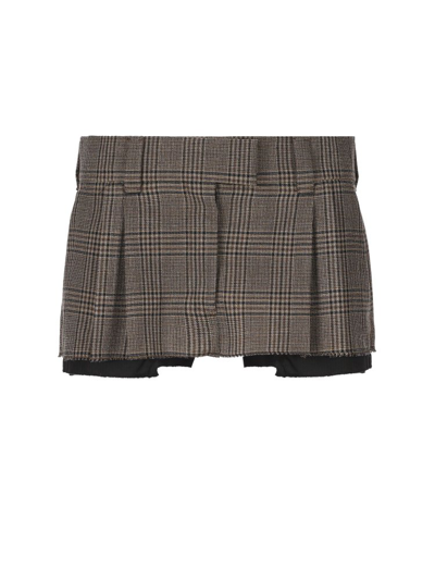 Shop Miu Miu Prince Of Wales Checked Mini Skirt In Brown