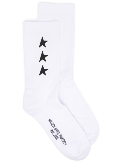 Shop Golden Goose Star-print Ankle-length Socks In White