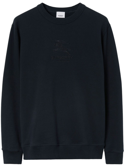 Shop Burberry Ekd-embroidery Cotton Sweatshirt In Blue