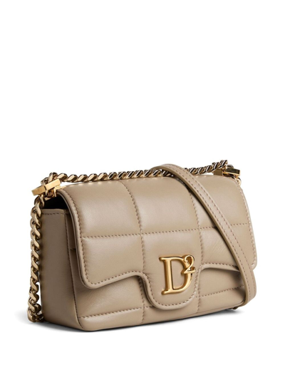 Shop Dsquared2 Logo-plaque Quilted Leather Bag In Neutrals