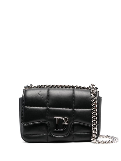 Dsquared2 Logo-plaque Quilted Crossbody Bag In Black