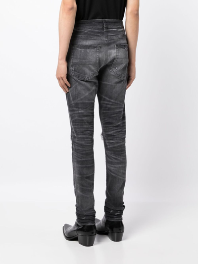 Shop Amiri Mx1 Distressed Skinny Jeans In Grey