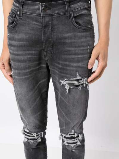 Shop Amiri Mx1 Distressed Skinny Jeans In Grey