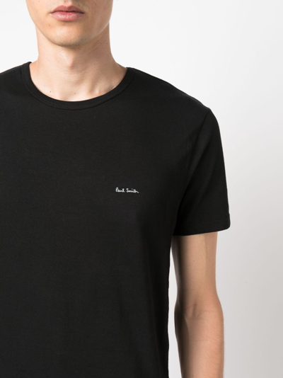 Shop Paul Smith Logo-print Cotton T-shirt In Black