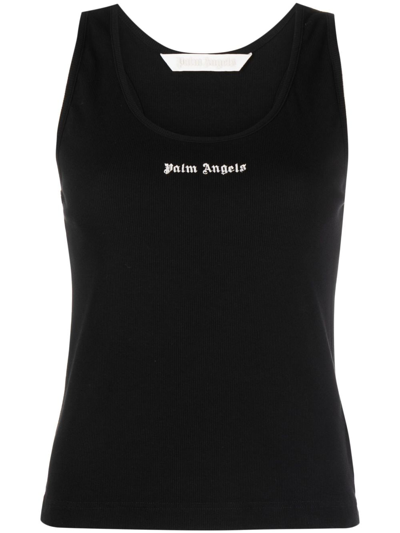 Shop Palm Angels Logo-print Racerback Top In Black