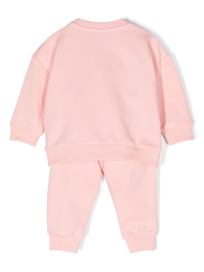 Shop Moschino Logo-embossed Stretch-cotton Tracksuit (set Of Two) In Pink
