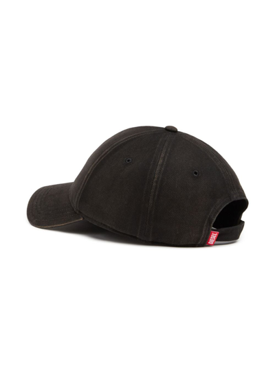 Shop Diesel C-run-wash Logo-embroidered Cap In Black