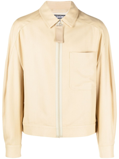 Shop Jacquemus Le Blouson Lightweight Zip-up Jacket In Neutrals