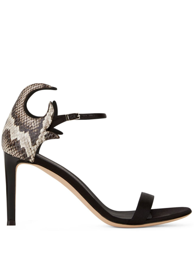 Shop Giuseppe Zanotti Nyco 85mm Snakeskin-effect Sandals In Black