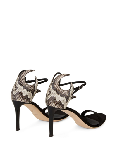 Shop Giuseppe Zanotti Nyco 85mm Snakeskin-effect Sandals In Black