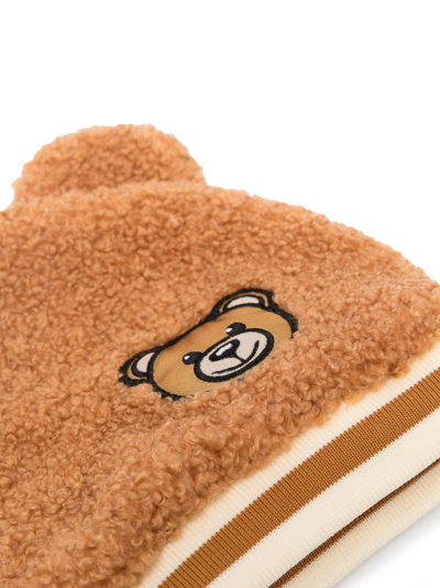 Shop Moschino Textured Teddy Bear-motif Set In Brown