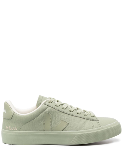 Shop Veja Campo Leather Sneakers In Green