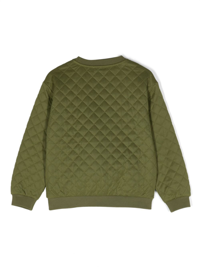Shop Moschino Logo-patch Quilted Sweatshirt In Green