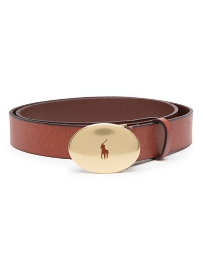 Polo Ralph Lauren Ralph Lauren Logo-plaque Leather Belt In Brown