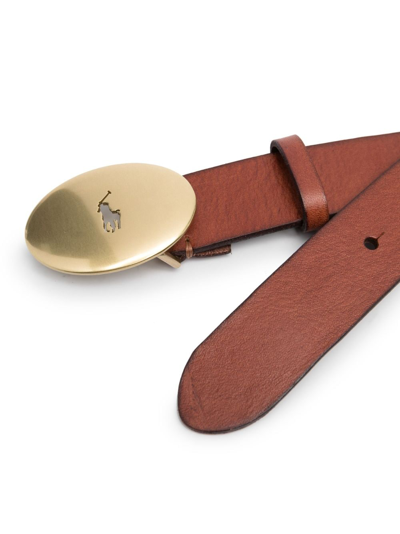 Polo Ralph Lauren Ralph Lauren Logo-plaque Leather Belt In Brown