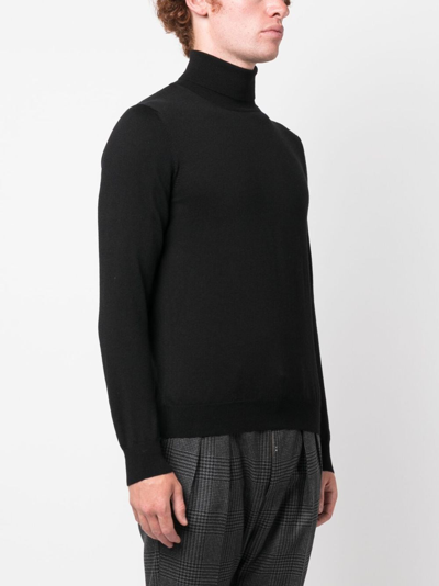 Shop Tagliatore Roll-neck Wool Jumper In Black