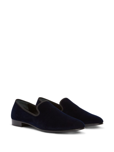 Shop Giuseppe Zanotti Seymour Velvet Loafers In Blue