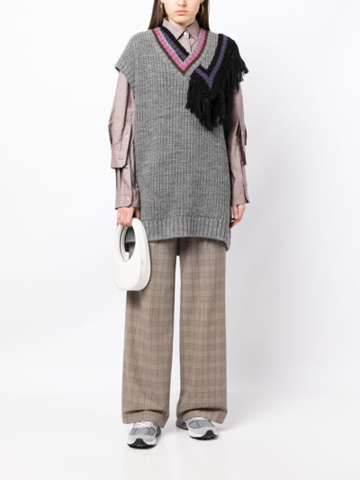 Shop Kolor Patchwork-detail Wool Vest In Grey