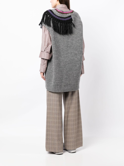 Shop Kolor Patchwork-detail Wool Vest In Grey
