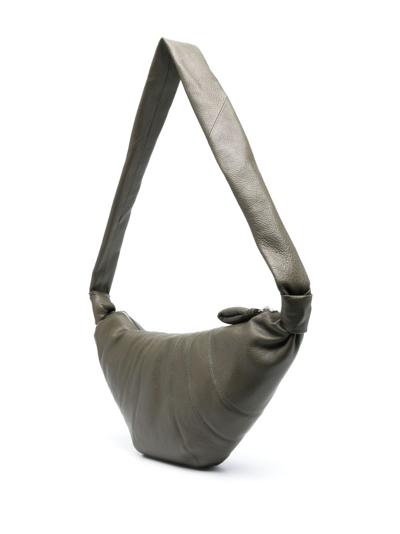 Lemaire Medium Croissant Leather Shoulder Bag In Green