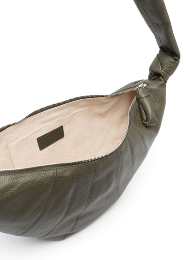 Lemaire Medium Croissant Leather Shoulder Bag In Green