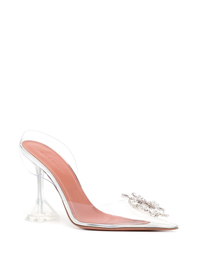 Shop Amina Muaddi Begum 90mm Slingback Pumps In Silver