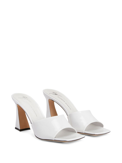 Shop Giuseppe Zanotti Solhene 85mm Leather Mules In White