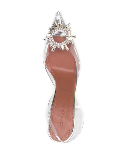 Amina Muaddi Begum Crystal-embellished Pvc Slingback Pumps In Silver