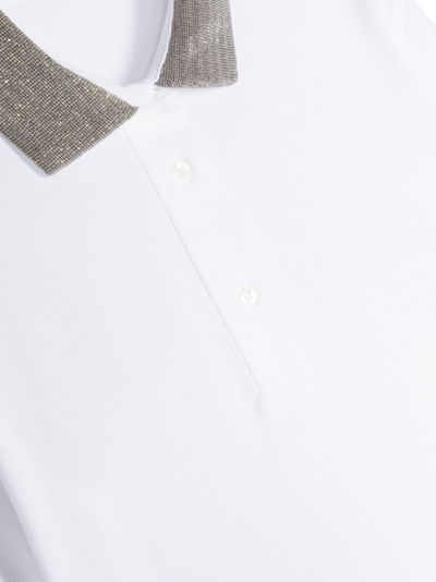 Shop Brunello Cucinelli Monili-bead Cotton Polo Shirt In White