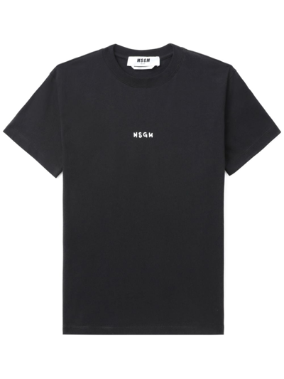 Shop Msgm Logo-print Cotton T-shirt In Black