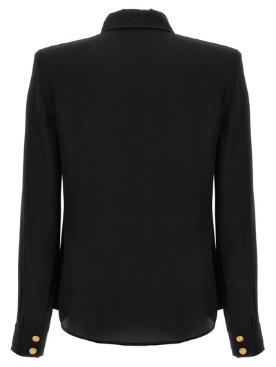 Shop Balmain Crepe De Chine Shirt In Black
