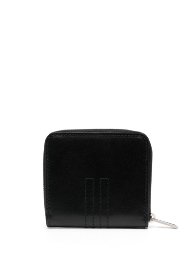 Shop Rick Owens Logo-stitch Leather Wallet In Black