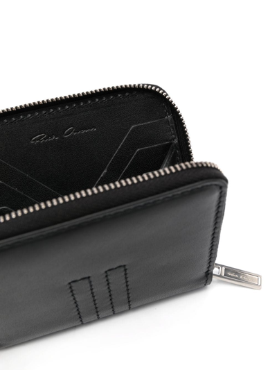Shop Rick Owens Logo-stitch Leather Wallet In Black
