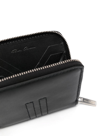 Rick Owens Logo-stitch Leather Wallet In Black