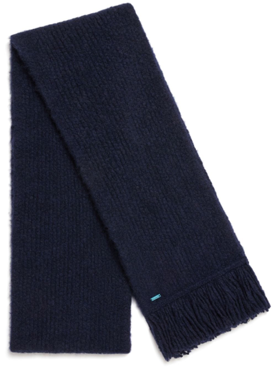 Shop Alanui A Finest Ribbed Fringed Scarf In Blue