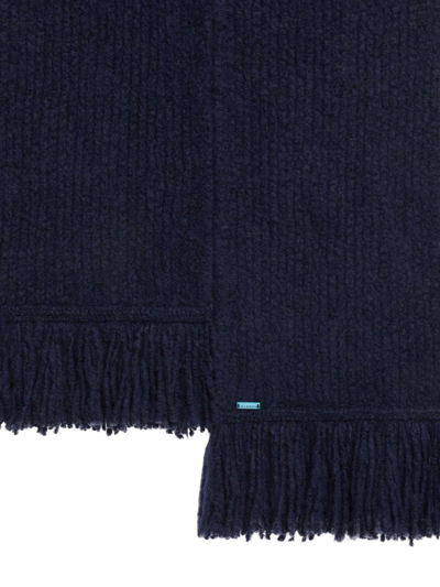 Shop Alanui A Finest Ribbed Fringed Scarf In Blue