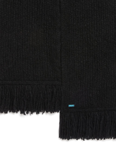 Shop Alanui Fringe-detail Knit Scarf In Black