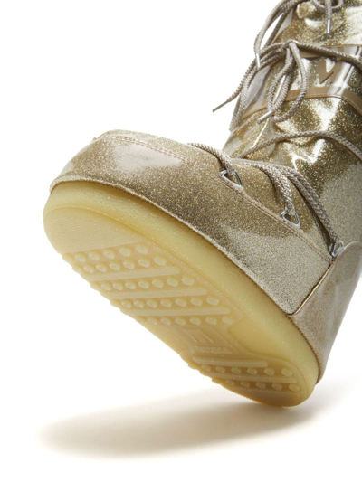 Shop Moon Boot Icon Glitter Snow Boots In Gold