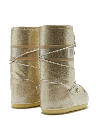 Shop Moon Boot Icon Glitter Snow Boots In Gold