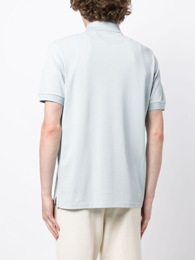 Shop Paul Smith Logo-print Cotton Polo Shirt In Blue