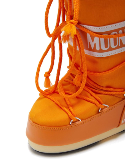 Moon Boot Icon Logo-tape Snow Boots In Orange