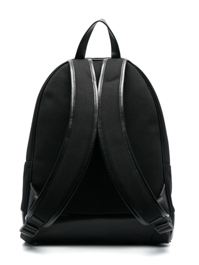 Shop Balmain Logo-print Cotton Backpack In Black