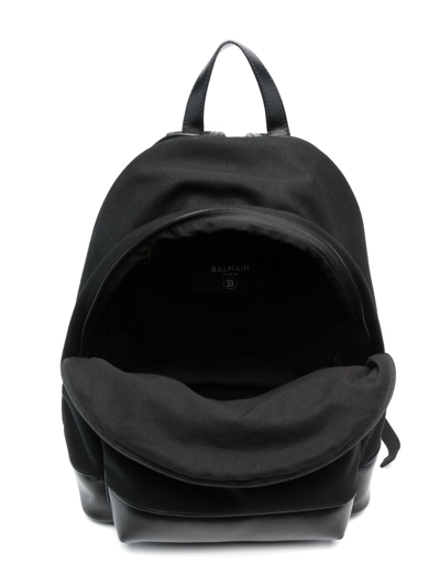 Shop Balmain Logo-print Cotton Backpack In Black
