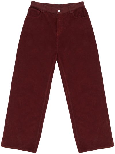 Shop Marcelo Burlon County Of Milan Corduroy Wide-leg Trousers In Red