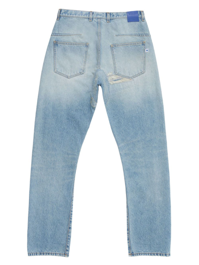 Shop Marcelo Burlon County Of Milan Bleached Straight-leg Jeans In Blue