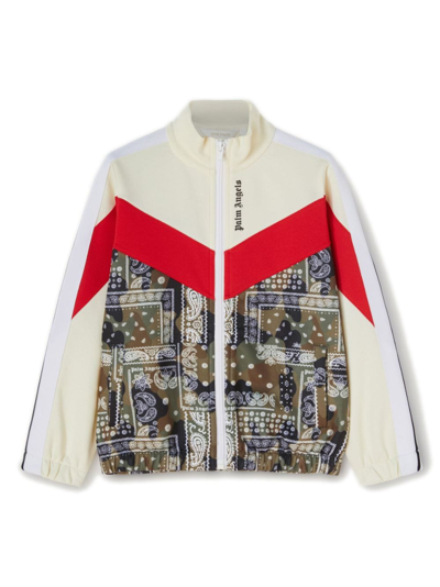 Shop Palm Angels Camouflage-print Zip-up Jacket In White