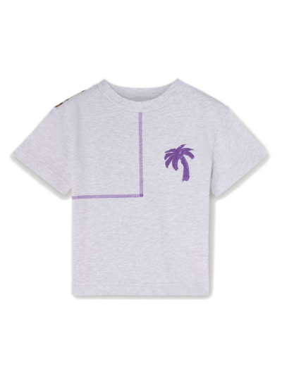 Shop Palm Angels Animalier Logo-print Cotton T-shirt In Purple