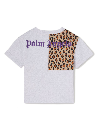 Shop Palm Angels Animalier Logo-print Cotton T-shirt In Purple