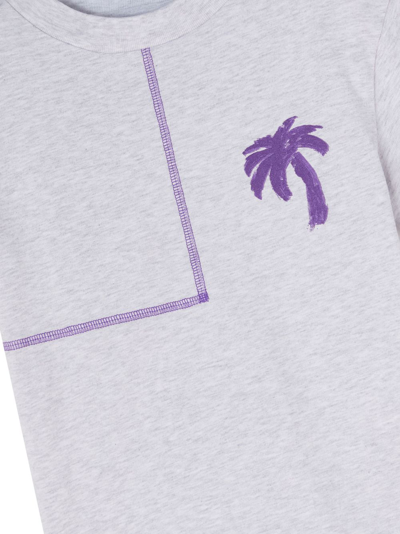 Shop Palm Angels Animalier Logo-print Cotton T-shirt In Purple